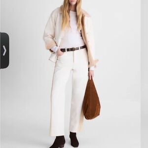 Madewell NWT Pieced Barrel Leg White Jeans